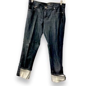 Style Cuff Button Leg Blue Jeans (Sz 10)